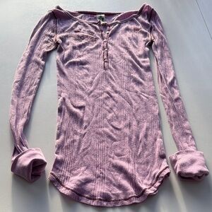 Free People Lavender Long Sleeve Tee S